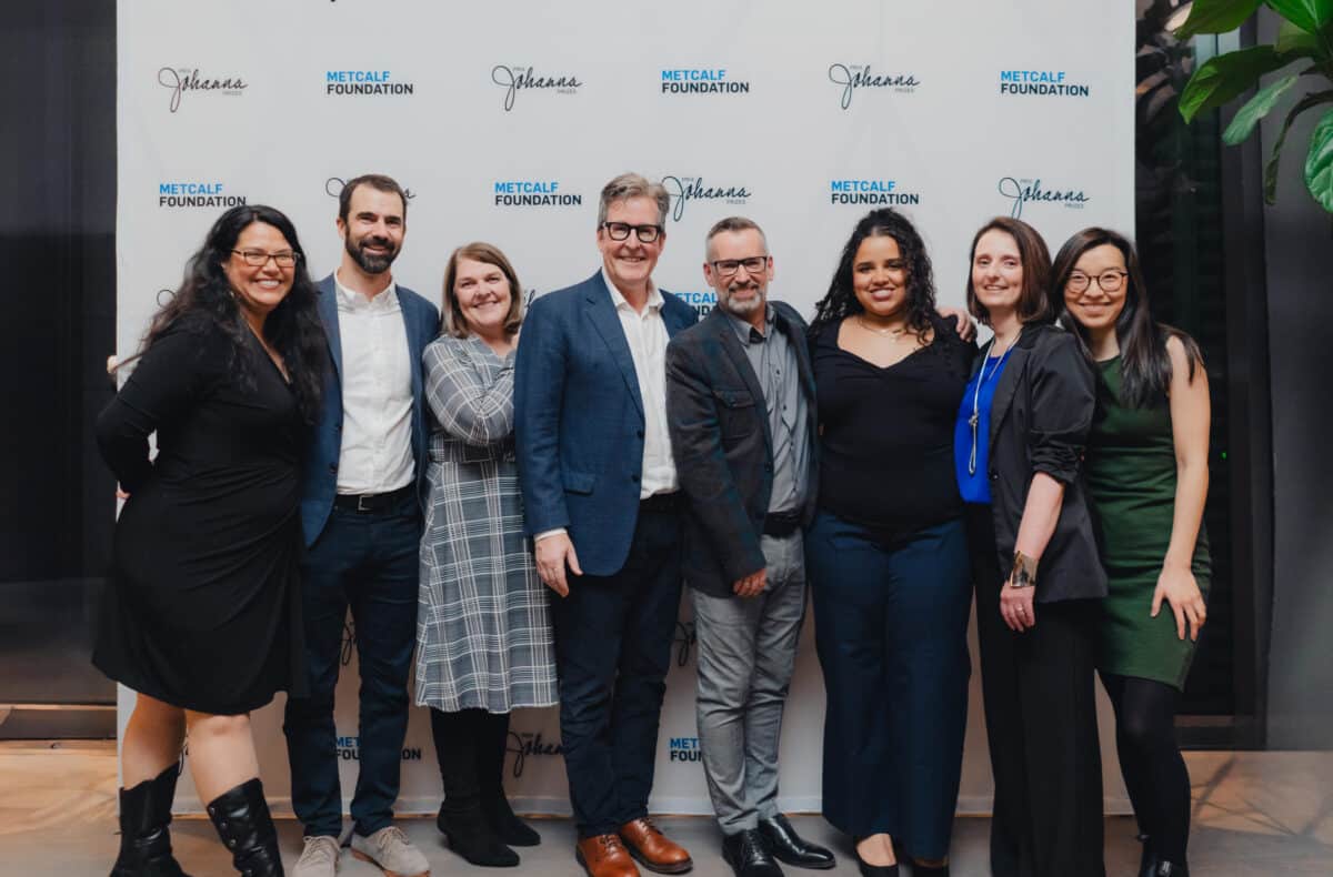 Metcalf staff Adriana Beemans, Andre Vallillee, Annie Rawlings, Sandy Houston, Michael Trent, Gabrielle Applewhaite, Heather Dunford, and Jennie Tao. Photo: Kalila Snow Jan
